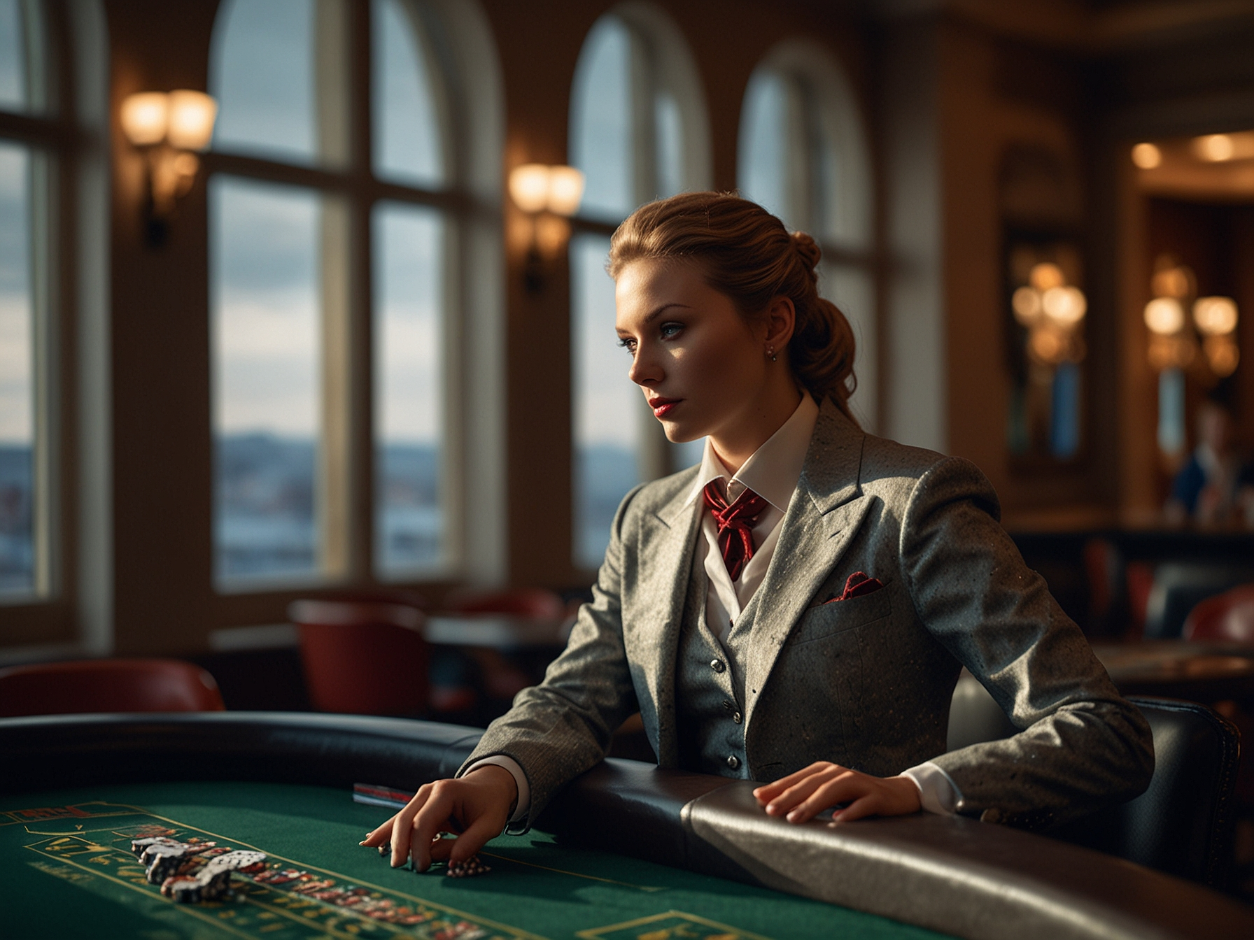 Kulosaaren elegant casino interior with roulette table