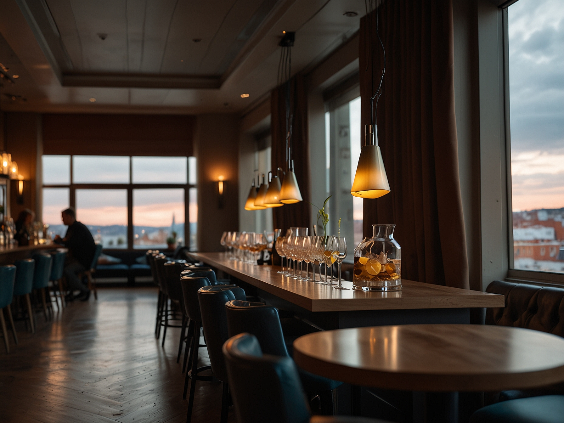 Panoramic dining area and cocktail bar at Kulosaaren