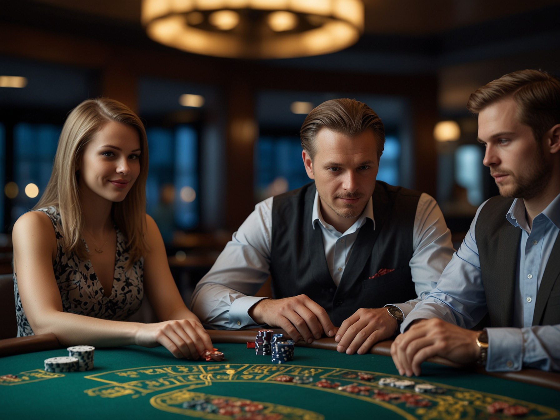 Blackjack dealer and table at Kulosaaren